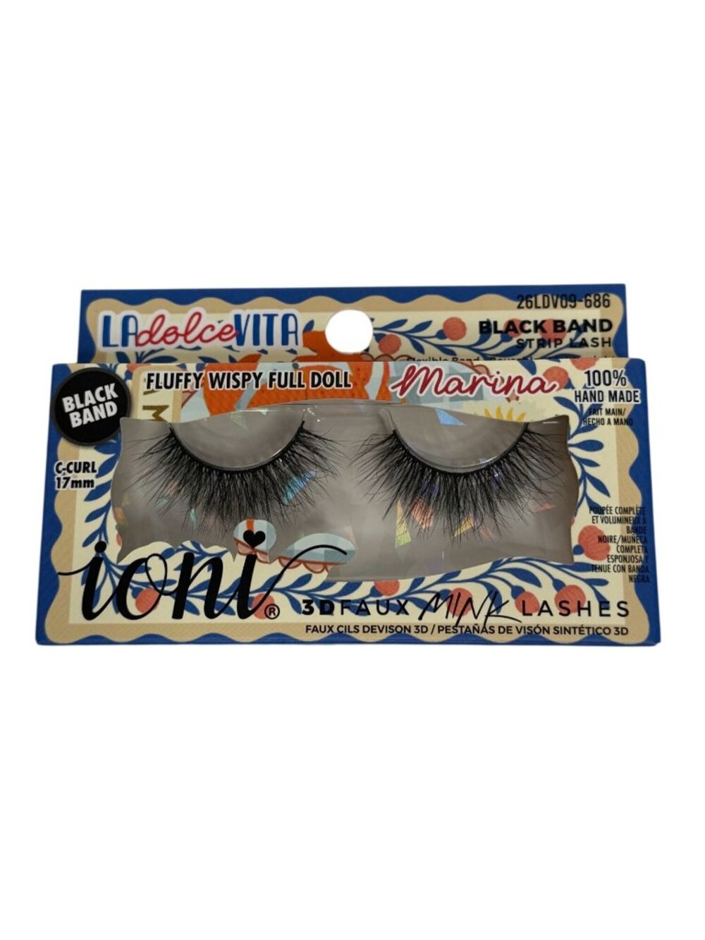 Ioni La Dolce Vita Marina Wispy Fluffy 3D Faux Mink Lashes Black Band NWT
